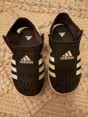 adidas Kids Black and White Slip-On Water Shoes